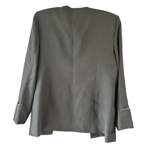 Vintage CrisCione New York Black Blazer Rhinestone Detail Boxy Zip Up Medium - Picture 3 of 8
